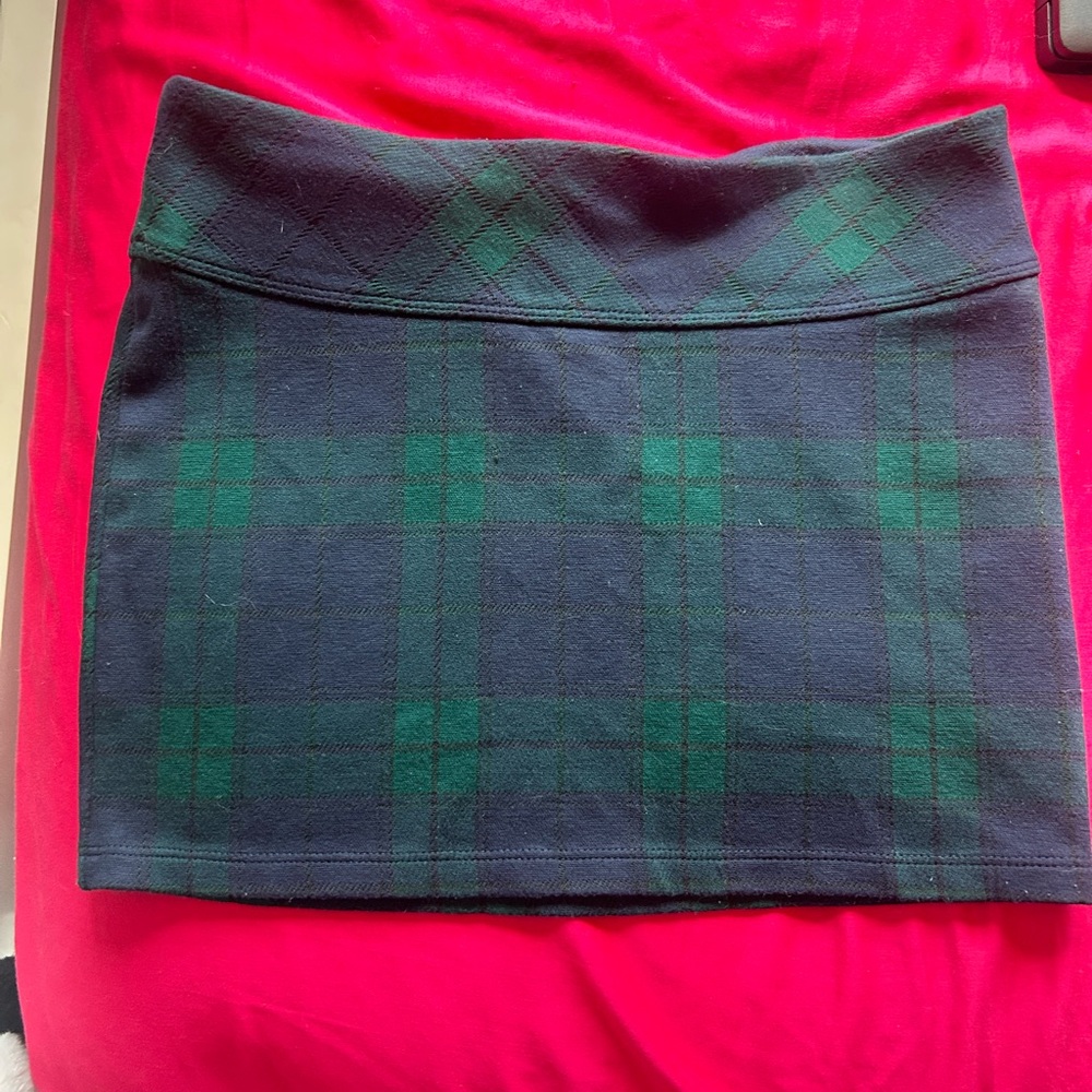 Green and Blue Plaid Mini Skirt
